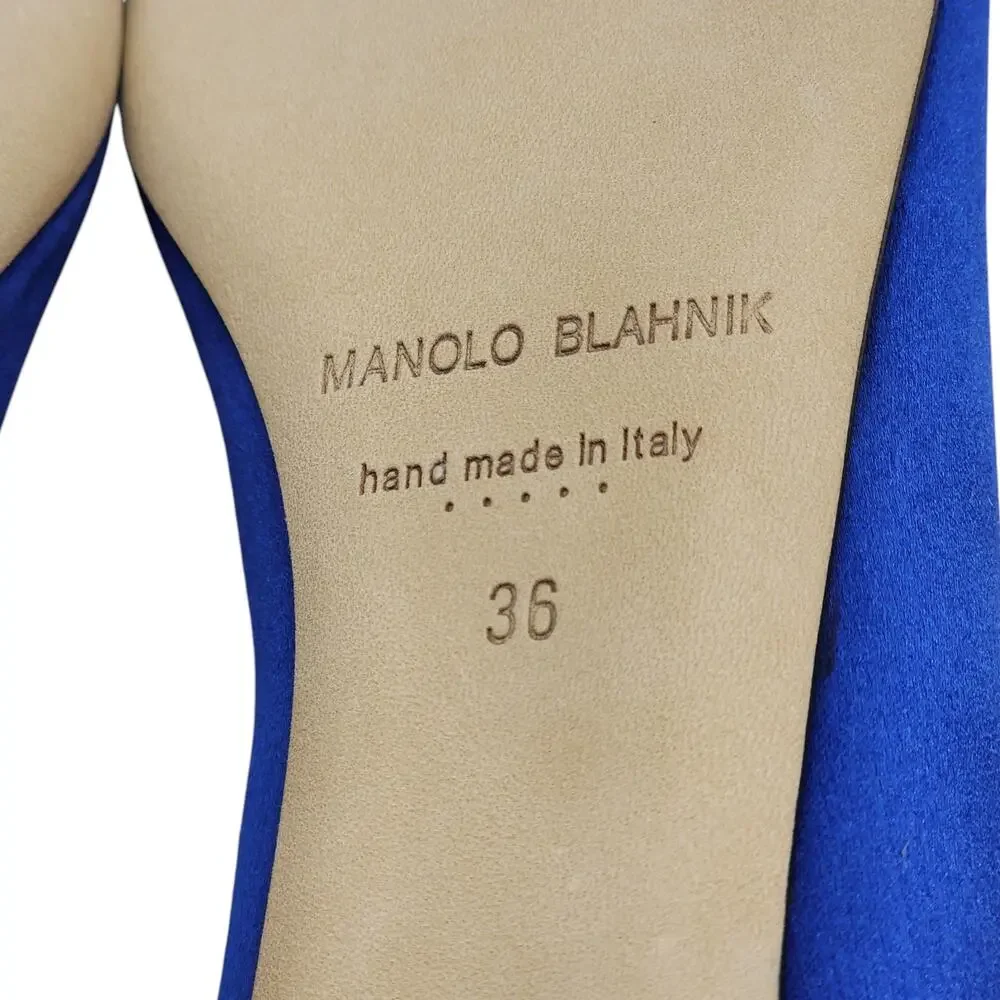 Manolo Blahnik Hangisiflat Jewel Buckle Flat Pumps - Satin - Blue 36 5.5US $1095 - Picture 7 of 7